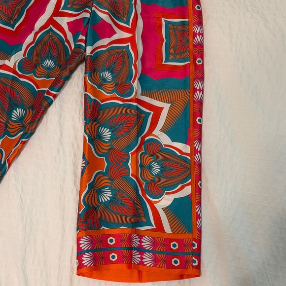 Zara Satin Retro Multicolor Patterned Pants - Picture 2 of 5